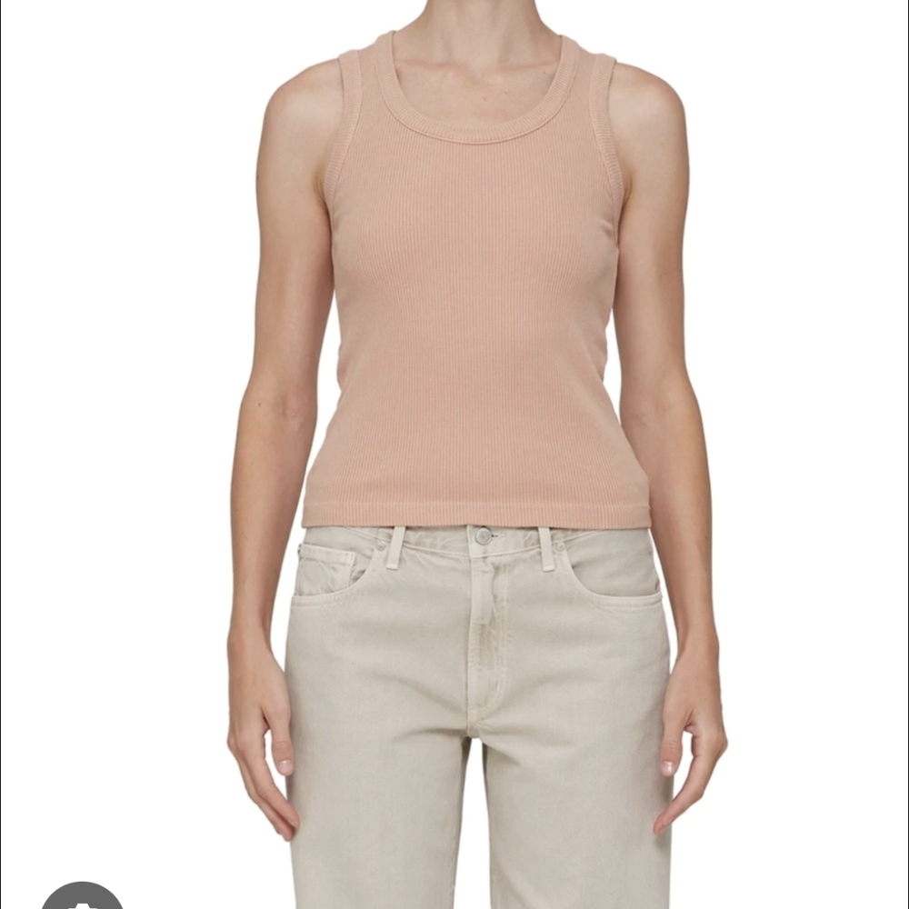 Agolde Organic Cotton Scoop Neck Poppy Tank XS Pink Salt Quiet Luxury Minimalist